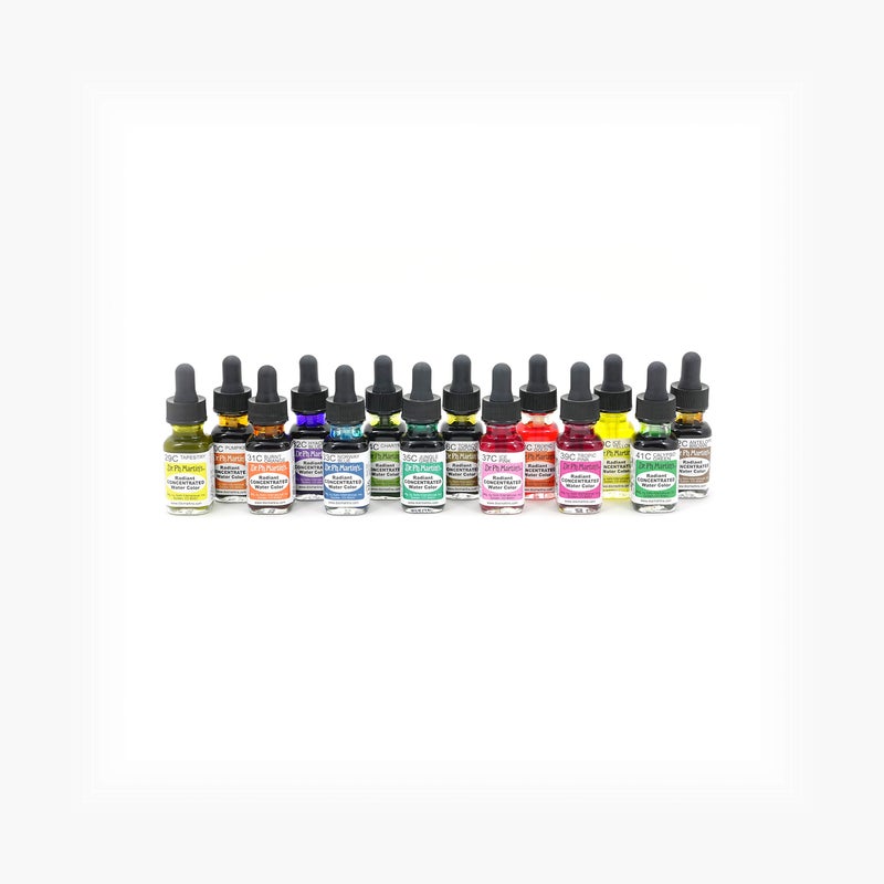 Dr. Ph. Martin's RADI05OZSETC Radiant Concentrated Water Color (Set C) Watercolor Set, 0.5 oz, Set C Colors, 1 Set of 12 Bottles - Image 4